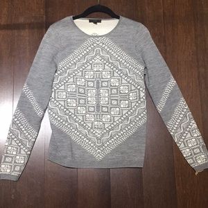 J.crew grey and white fair isle sweater